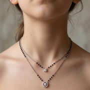 Elegant 925 Silver Antique double layey Star Diamond Mangalsutra